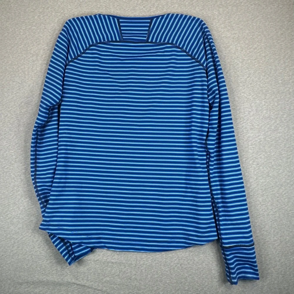 Mountain Hardwear Base Layer Top Shirt Womens L Blue Striped Long Sleeve Raglan - Picture 8 of 10